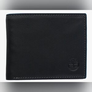 Timberland Men's Wellington Leather RFID Comnunter Security Black Wallet New